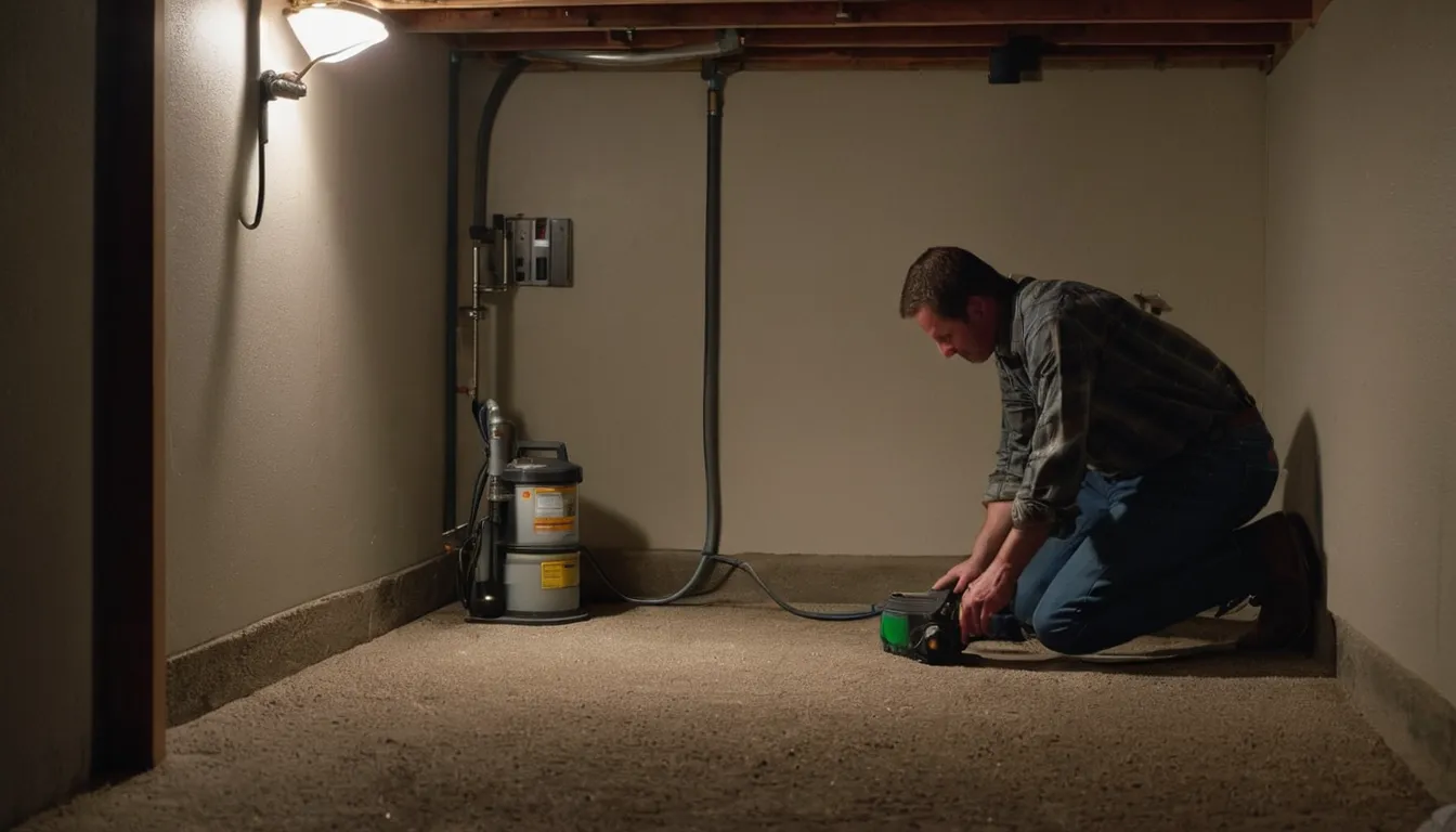 A provider checking a basement foundation for gaps in a Grand Rapids home